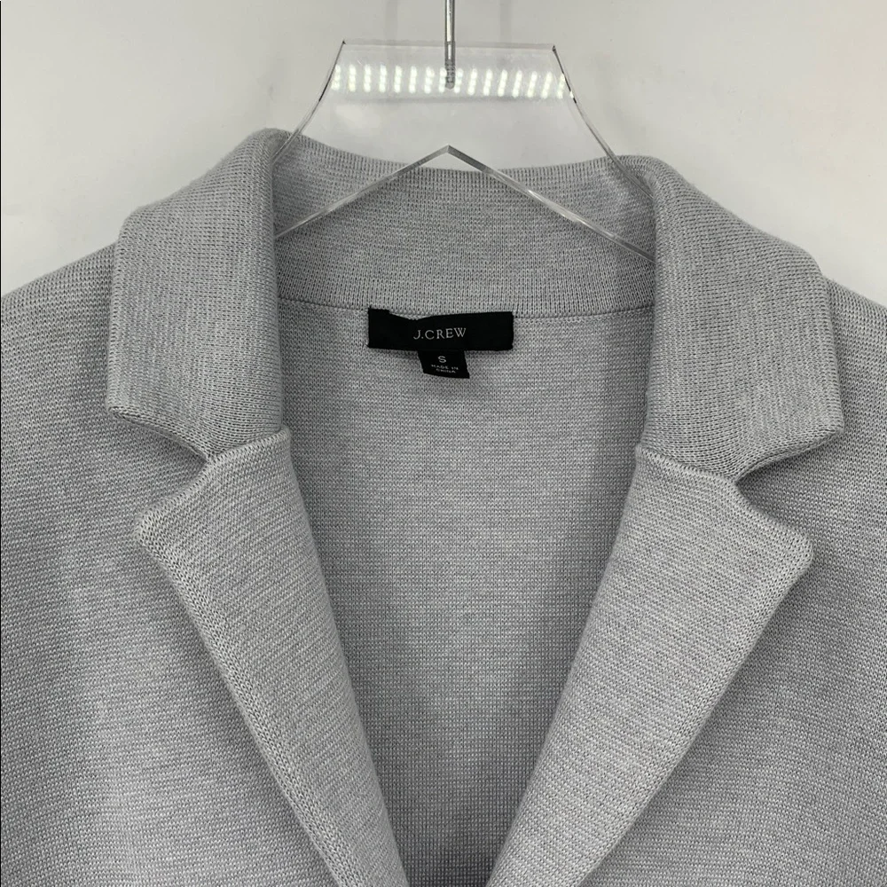 J Crew waisted sweater jacket blazer gray knit stretch pocket cardigan Small